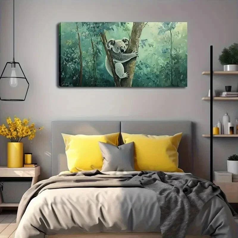 Modern Minimalist Sloth Tree Wall Art Canvas Office Home Room Framed 120x60cm