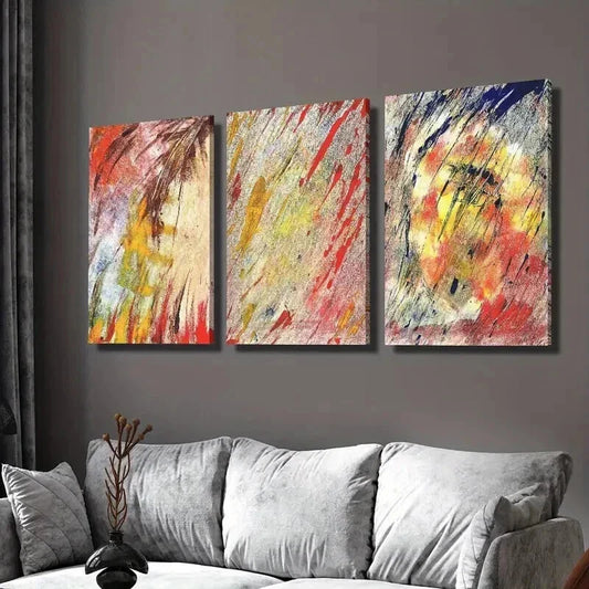 3pcs Abstract Color Splash Decoration Wall Art Set Canvas Framed 40x60cm - High Quality Print 100% Australian Made Wall Canvas Ready to Hang