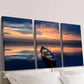 3pcs Boat on Middle of The Sea at Sunset Wall Art Set Canvas Framed 40x60cm - High Quality Print 100% Australian Made Wall Canvas Ready to Hang