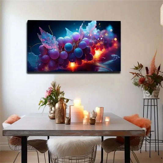 Vibrant Blue Purple Wall Art Canvas Office Home Room Framed 80x45cm