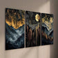 3pcs Abstract Starry Black and Golden Sky Wall Art Set Canvas Framed 40x60cm - High Quality Print 100% Australian Made Wall Canvas Ready to Hang