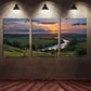 3pcs Rustic Sunset Countryside Scenery River Metal Print Ready to Hang Art