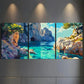 3pcs Vibrant Coastal With Blue Seas & Rocks  Wall Art Set Canvas Framed 40x60cm - High Quality Print 100% Australian Made Wall Canvas Ready to Hang