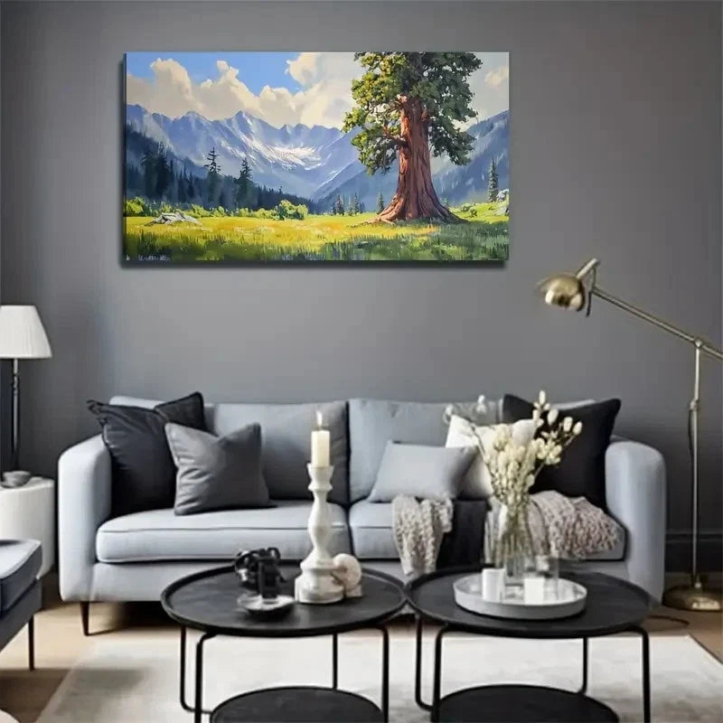 Outdoor View Big Tree Wall Art Canvas Office Home Room Framed 120x60cm