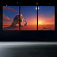 3pcs Lion Rabbit Sunset Modern Art Clouds Metal Print Ready to Hang Art