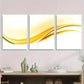3pcs Modern Abstract Wave Yellow and White Metal Print Ready to Hang Art