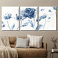 3pcs Elegant and Simple Blue Flowers Wall Art Set Canvas Framed 40x60cm - High Quality Print 100% Australian Made Wall Canvas Ready to Hang