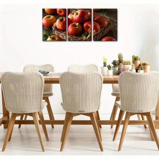 3pcs Red Apples in a Basket Design Metal Print Ready to Hang Art
