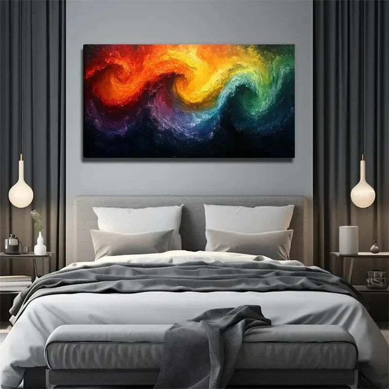 Large Abstract Painting Wall Art Canvas Office Home Room Framed 120x60cm