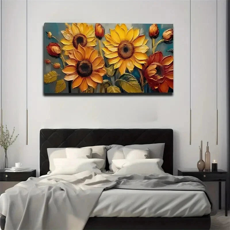 Yellow Main Body Is Sunflower Wall Art Canvas Office Home Room Framed 120x60cm