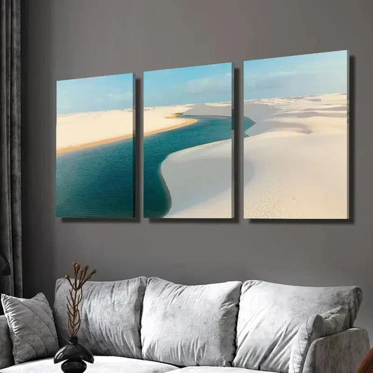 3pcs  Brazil's Atlantic  Wall Art Set Canvas Framed 40x60cm - High Quality Print 100% Australian Made Wall Canvas Ready to Hang