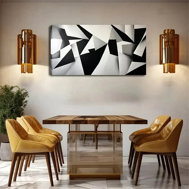 Black White & Gray Abstract Wall Art Canvas Office Home Room Framed 120x60cm
