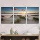 3pcs Beautiful Sunset Beach Serene Ocean Metal Print Ready to Hang Art