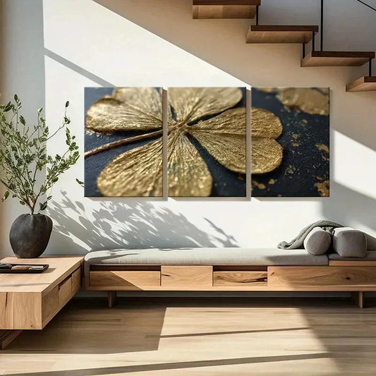 3pcs Abstract Design with Textured Surface Metal Print Ready to Hang Art