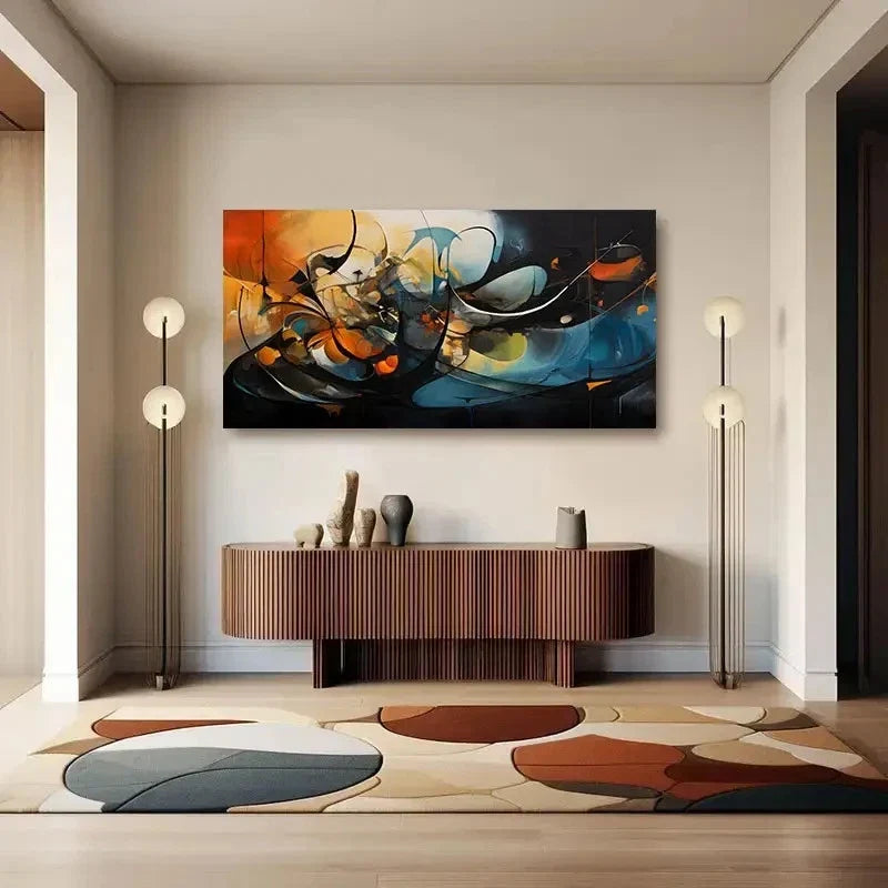 Abstract Geometric Color Graffi Wall Art Canvas Office Home Room Framed 120x60cm