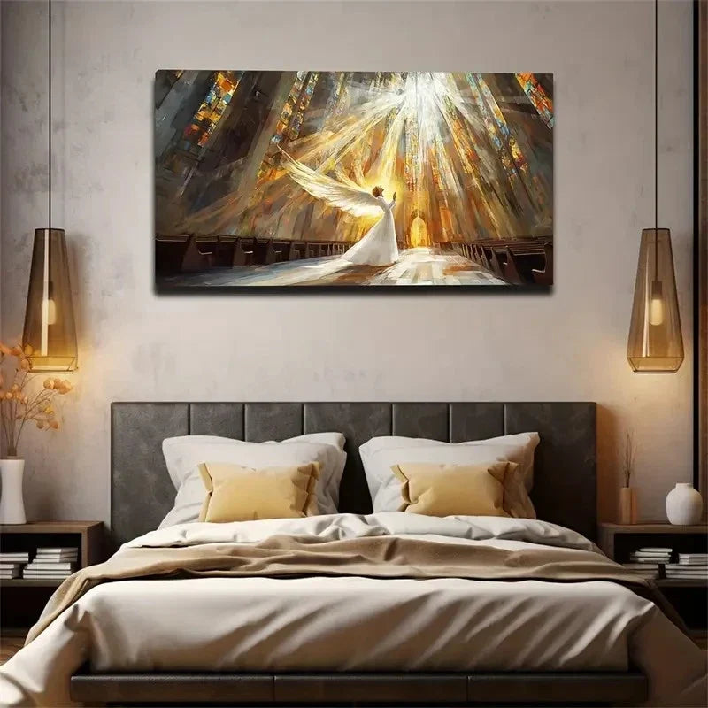 White Feathered Woman Wall Art Canvas Office Home Room Framed 120x60cm