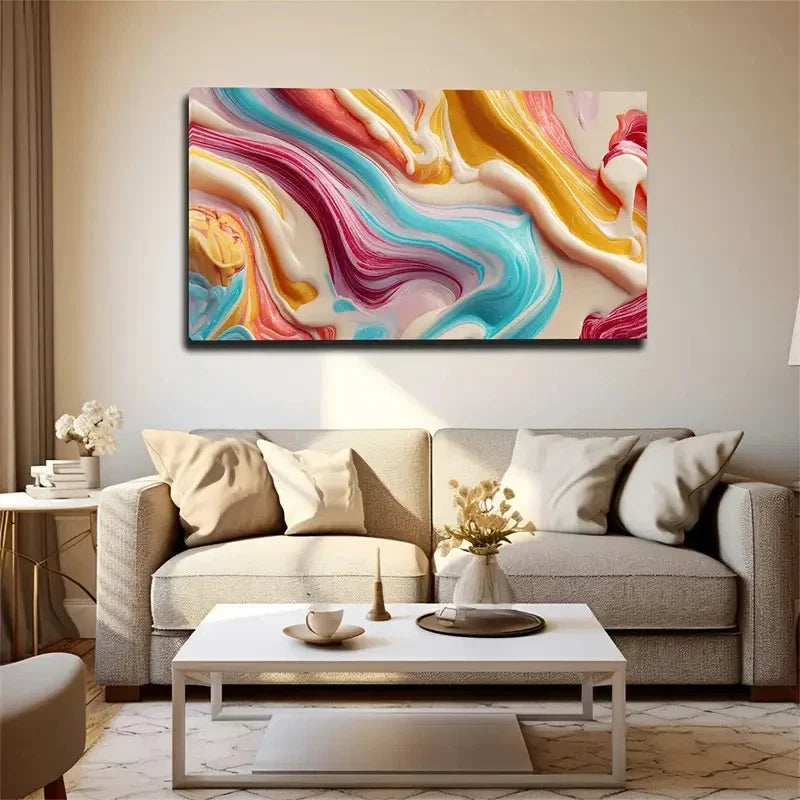 Large Abstract Fluid Texture Wall Art Canvas Office Home Room Framed 120x60cm