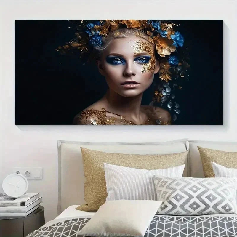 Beautiful Flower Woman Wall Art Canvas Office Home Room Framed 120x60cm