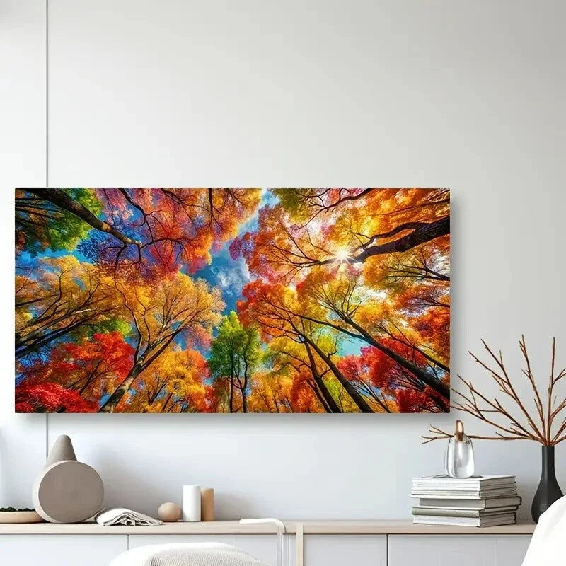 Abstract Autumn Forest Wall Art wall canvas office home room framed 120x60cm