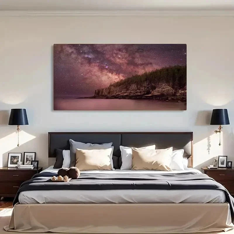 Milky Way Over Otter Cliffs Wall Art Canvas Office Home Room Framed 80x45cm