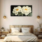 Two Blooming White Peonies Wall Art Canvas Office Home Room Framed 120x60cm