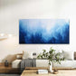 Vibrant Blue & White Abstract Wall Art Canvas Office Home Room Framed 120x60cm