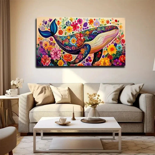 Bohemian Modern Floral Wall Art Canvas Office Home Room Framed 80x45cm