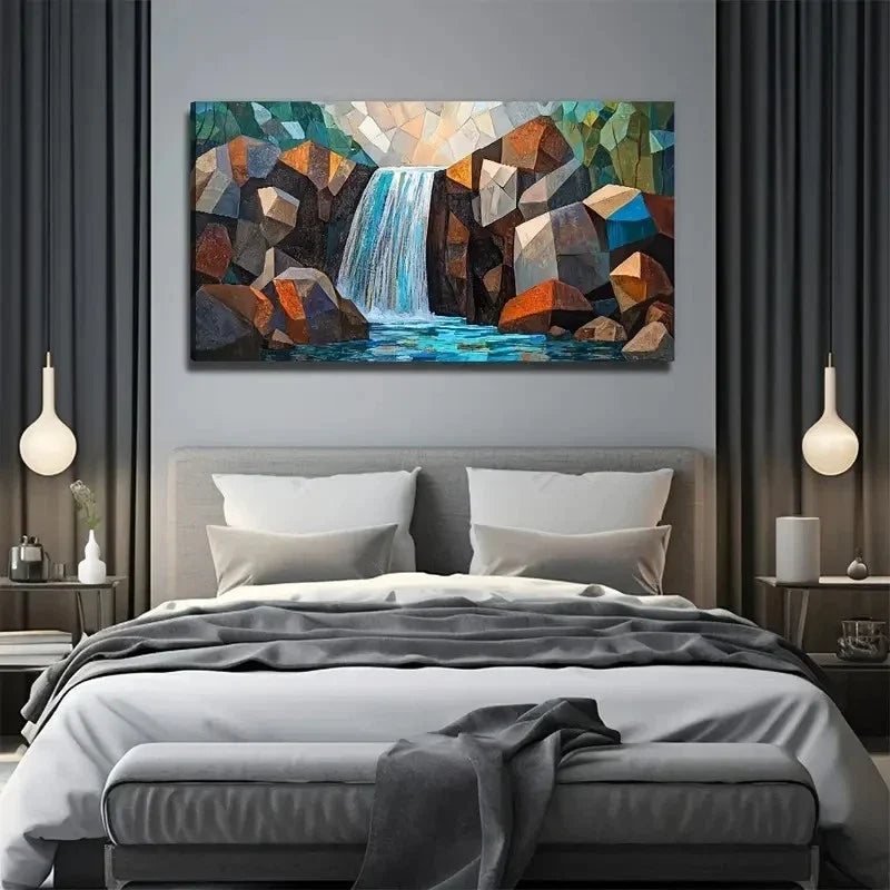 Flat Impressive Waterfall Wall Art Canvas Office Home Room Framed 120x60cm