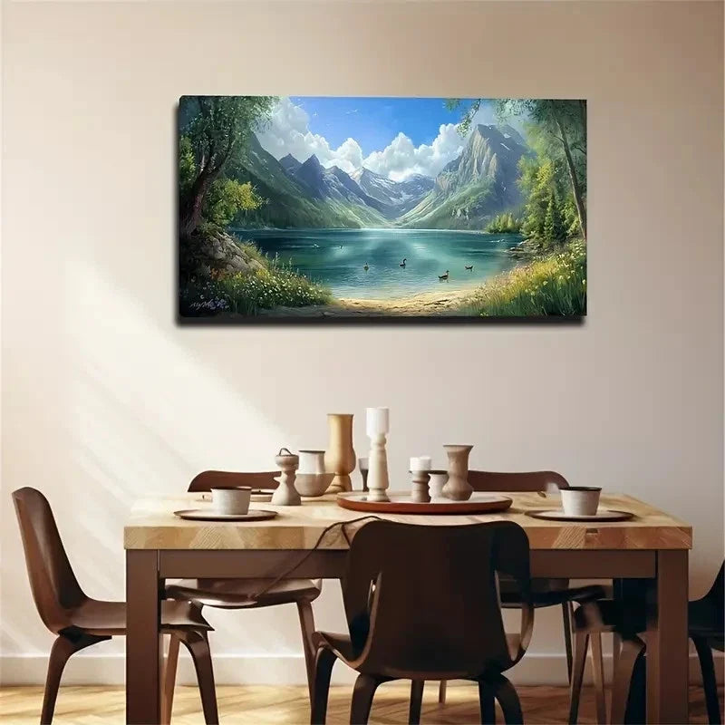 Mountain White Clouds Wall Art Canvas Office Home Room Framed 120x60cm