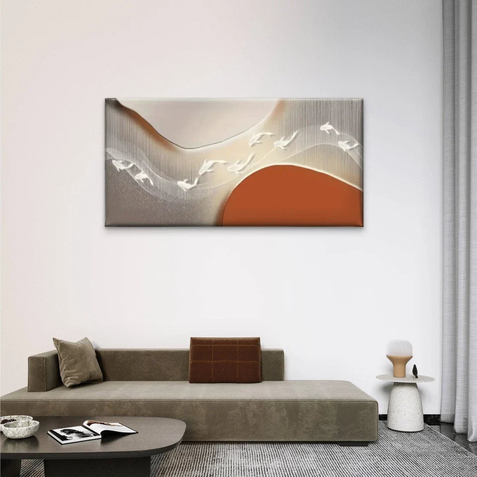 Abstract Brown White Perfect Wall Art Canvas Office Home Room Framed 120x60cm