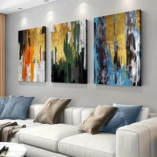 3pcs Designs in Black White Green & Blue Wall Art Set Canvas Framed 40x60cm - High Quality Print 100% Australian Made Wall Canvas Ready to Hang