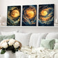 3pcs Night Sky Clouds Stunning Golden Moon Wall Art Set Canvas Framed 40x60cm - High Quality Print 100% Australian Made Wall Canvas Ready to Hang