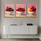 3pcs Citrus Elegant Bowls Vibrant Pink Perfect Wall Art Set Canvas Framed 40x60cm - High Quality Print 100% Australian Made Wall Canvas Ready to Hang