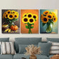 3pcs Vibrant Sunflower Basket of Corn & Pumpkins Metal Print Ready to Hang Art