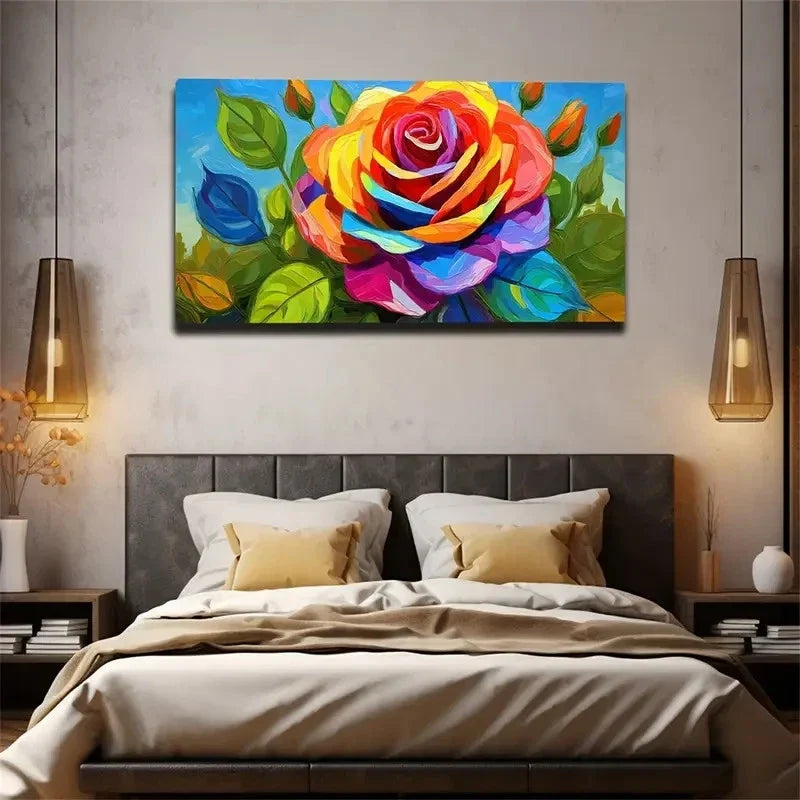 Rose Beautifully Made Wall Art Canvas Office Home Room Framed 120x60cm