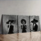3pcs  The girl under the circle  Wall Art Set Canvas Framed 40x60cm - High Quality Print 100% Australian Made Wall Canvas Ready to Hang