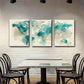 3pcs Abstract Global Map Beige Tones Perfect Wall Art Set Canvas Framed 40x60cm - High Quality Print 100% Australian Made Wall Canvas Ready to Hang