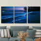 3pcs Glowing Ocean Night Scene Stunning Wall Art Set Canvas Framed 40x60cm - High Quality Print 100% Australian Made Wall Canvas Ready to Hang