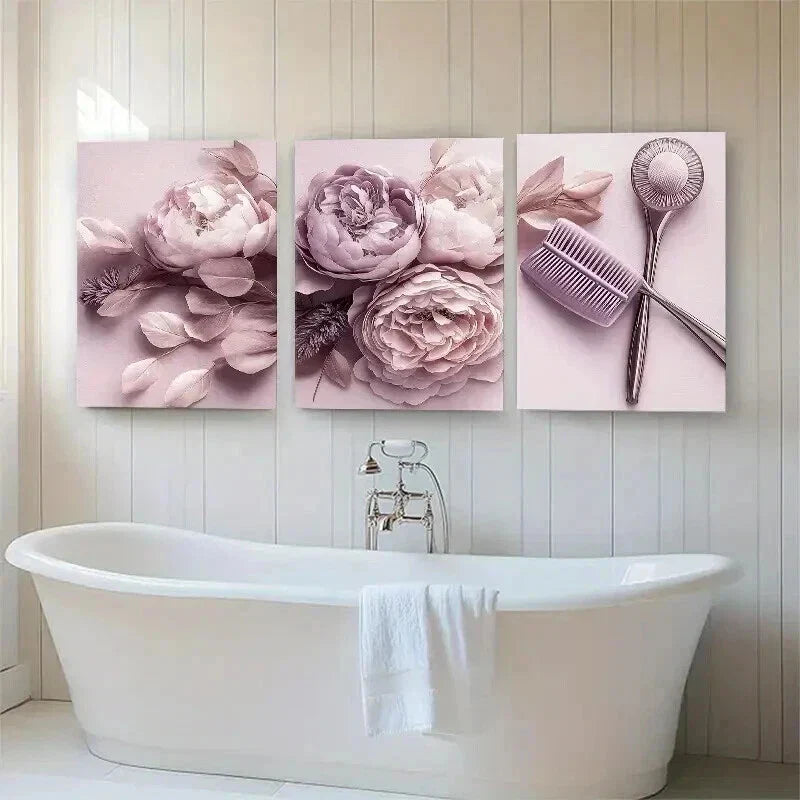 3pcs Soft Pink Peonies Elegant Beauty Perfect Wall Art Set Canvas Framed 40x60cm - High Quality Print 100% Australian Made Wall Canvas Ready to Hang