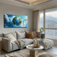Earth from Space Minimalist Wall Art Canvas Office Home Room Framed 120x60cm
