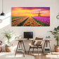 Vibrant Tulip Sea & Sunrise Wall Art Canvas Office Home Room Framed 120x60cm