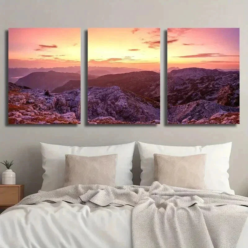3pcs Krippenstein Sunrise Mountain Landscape Wall Art Set Canvas Framed 40x60cm - High Quality Print 100% Australian Made Wall Canvas Ready to Hang