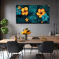 Vibrant Yellow Flowers On Dark Wall Art Canvas Office Home Room Framed 80x45cm