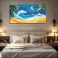 Tall Coconut Trees And Crescent Wall Art Canvas Office Home Room Framed 120x60cm