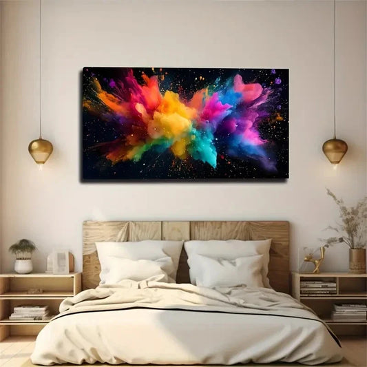 Watercolor Collision Colors Wall Art Canvas Office Home Room Framed 120x60cm