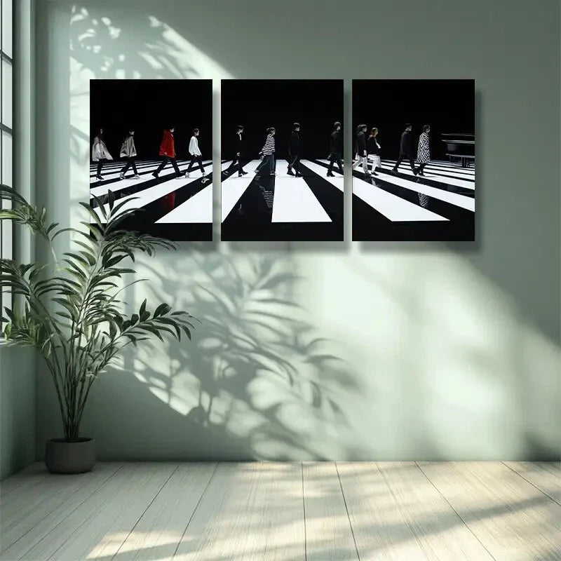 3pcs Striped floor Art Painting Metal Print Ready to Hang Art