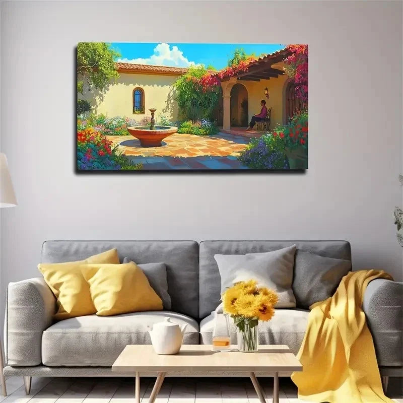 Beautiful Yard Still Sitting Wall Art Canvas Office Home Room Framed 120x60cm