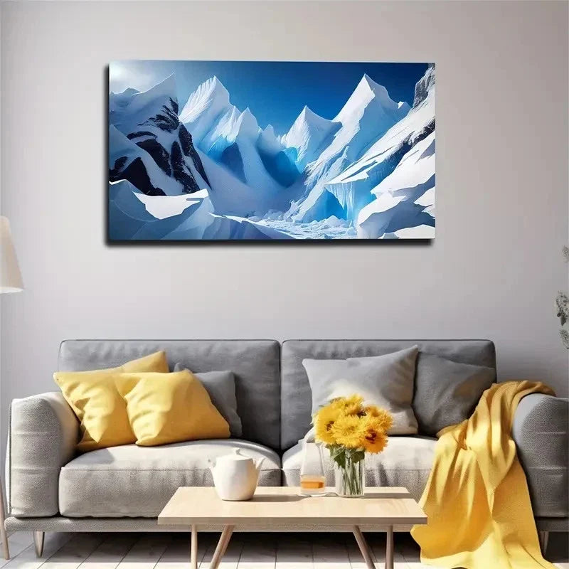 Clear Snow Mountain Wall Art Canvas Office Home Room Framed 80x45cm