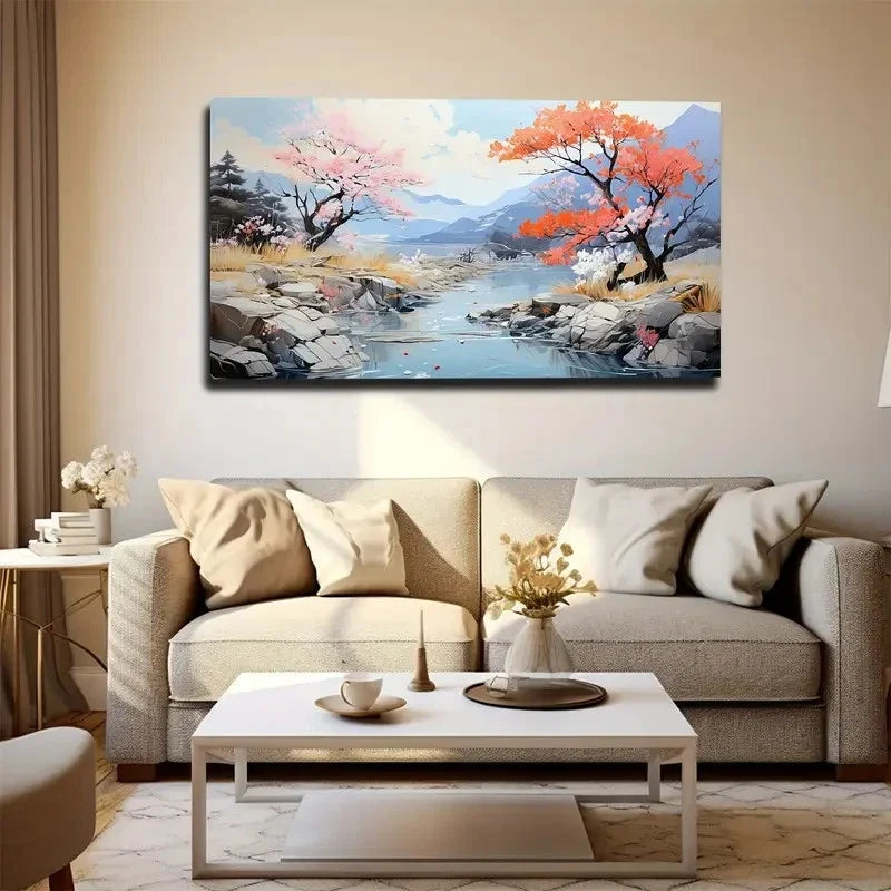 Streams Woods Wall Art Canvas Office Home Room Framed 80x45cm