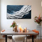 Blue White Textured Design Wall Art Canvas Office Home Room Framed 120x60cm